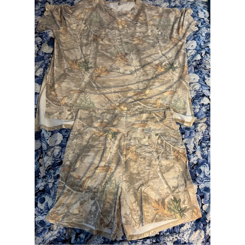 Camo Print T-Shirt and Shorts Set